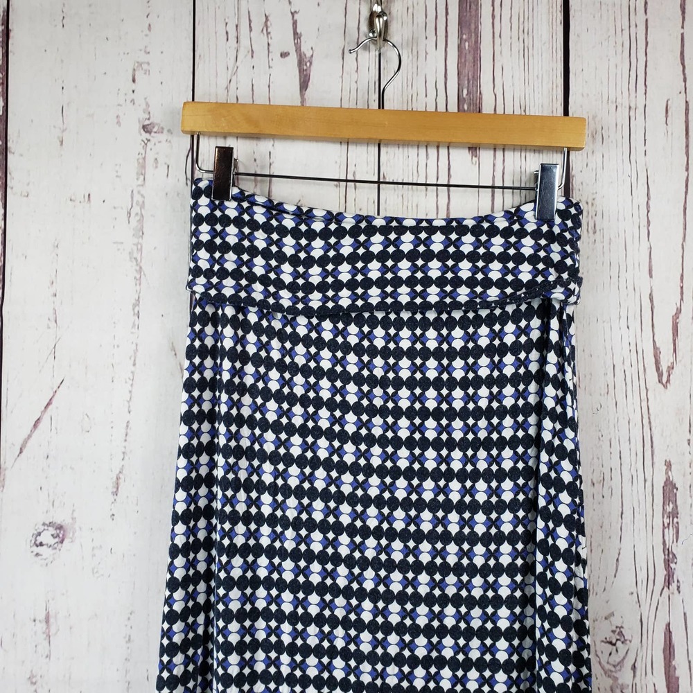 Max Studio Maxi Skirt Womens Sz Sm Pull On Long Stretch Waist Checkered Black - Picture 2 of 6
